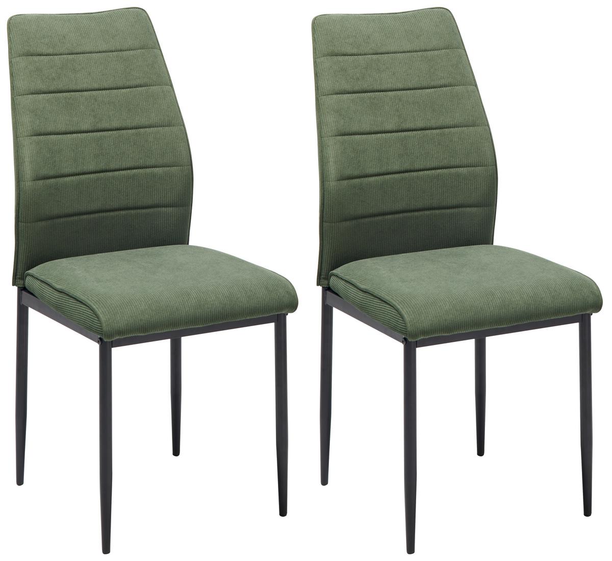 Stuhl-Set Ratford - Schwarz/Grün, LIFESTYLE, Textil/Metall (44/96/58cm) - Livetastic
