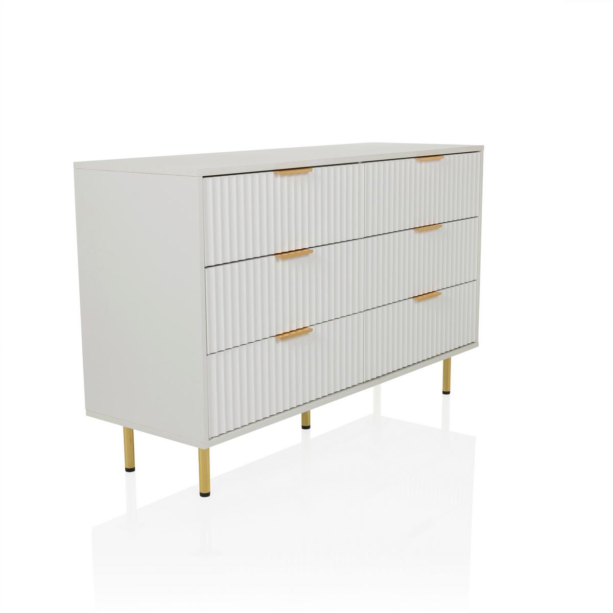 ŠIROKÁ KOMODA HJELLE - biela/zlatá, Modern, kov/kompozitné drevo (120/75/40cm) - MID.YOU