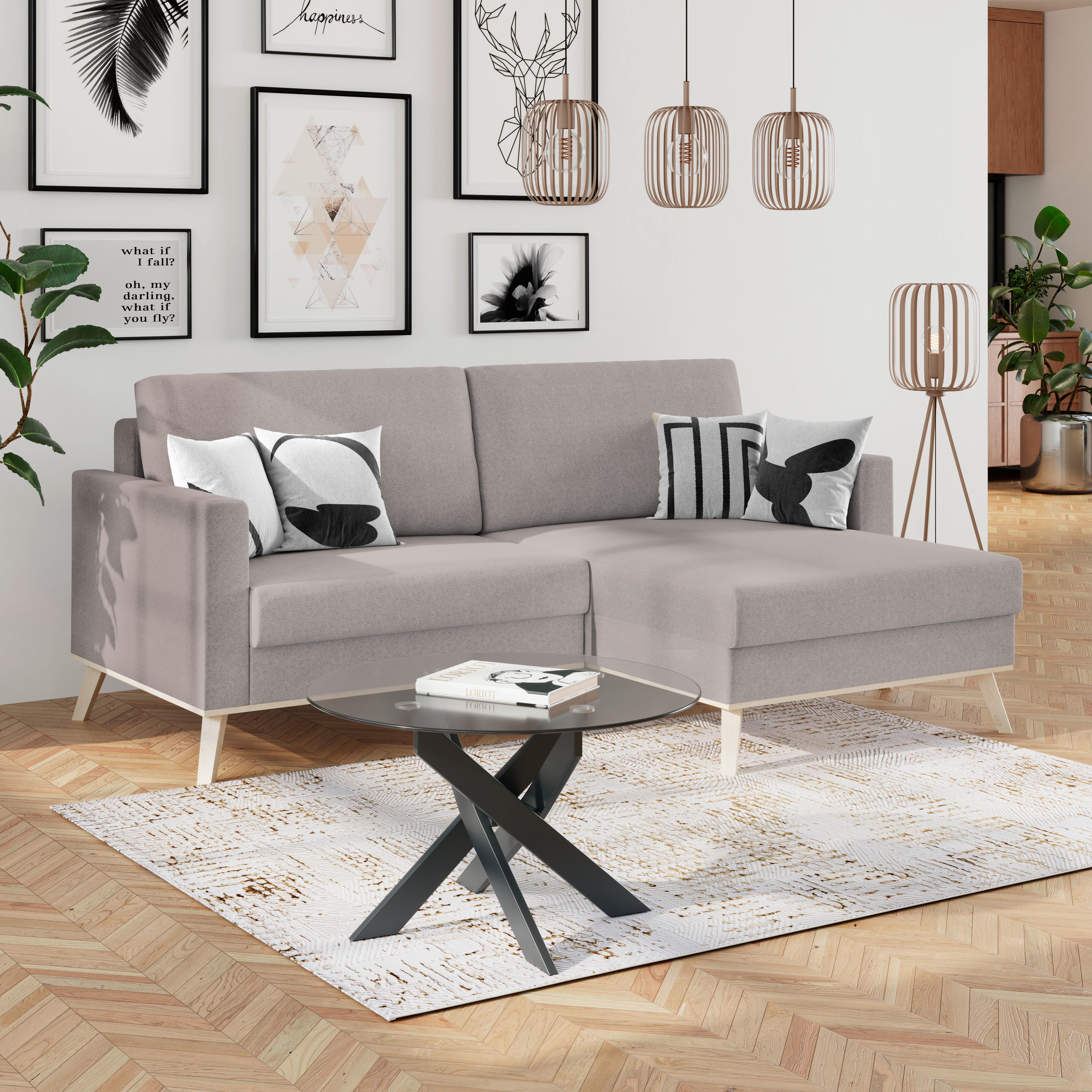 Ecksofa Carini - Eichefarben/Creme, Basics, Textil (222/152cm)