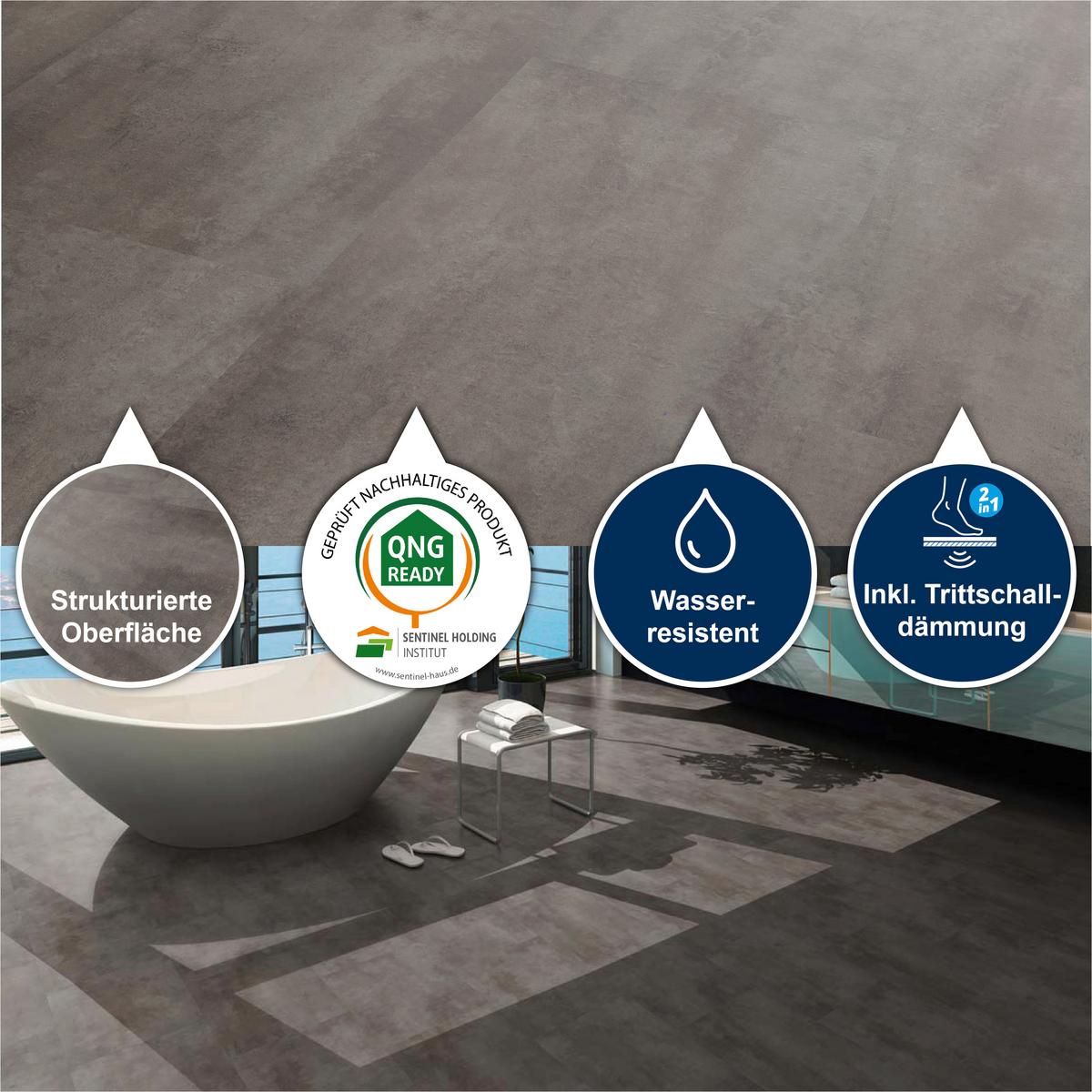 Designboden Steinoptik Cappuccino Stärke 6,5mm - Cappuccino, Basics, Kunststoff (93.5/46.5/0.65cm)