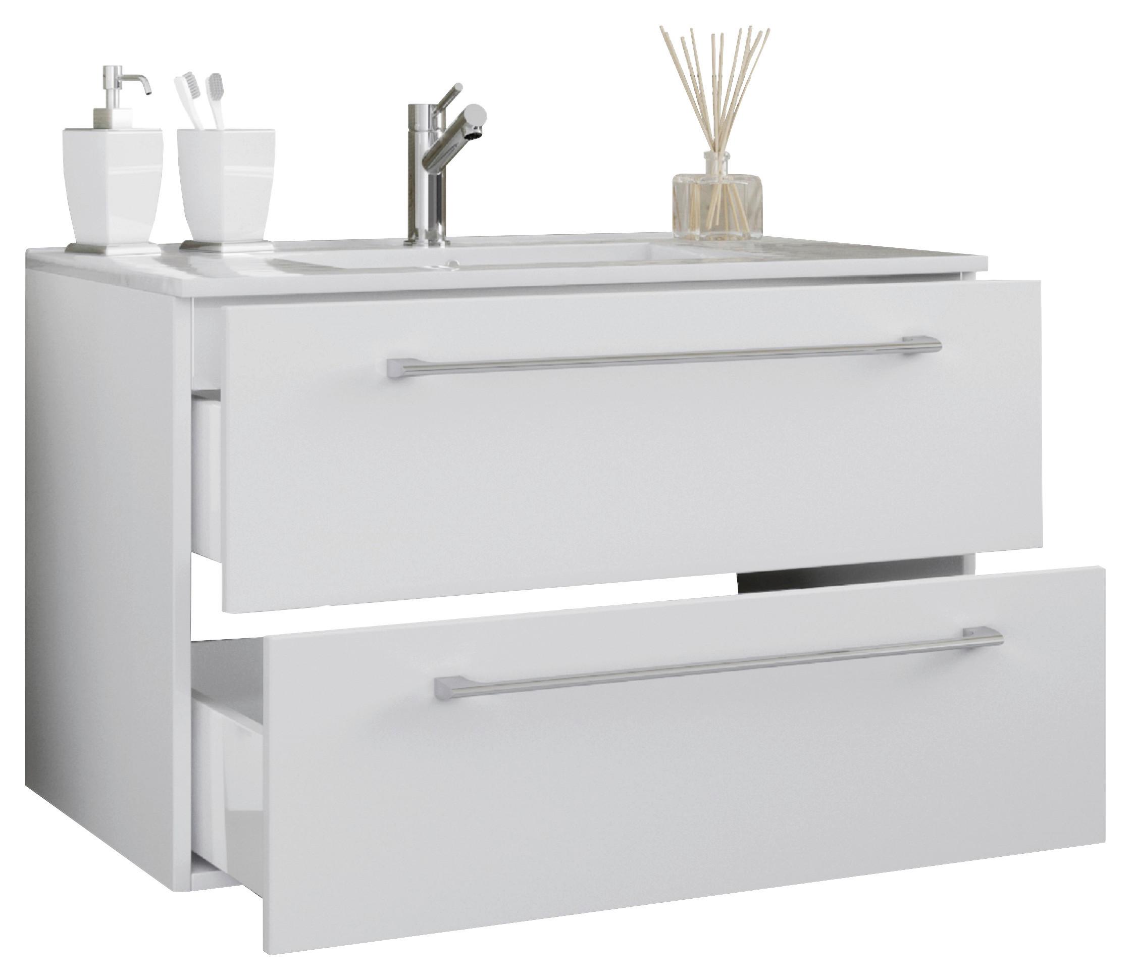 Waschbecken mit Unterschrank Badinos Weiß B: 61 cm - Weiß, MODERN, Keramik/Holzwerkstoff (61cm) - MID.YOU