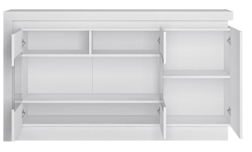Sideboard Lyon - Weiß Hochglanz/Weiß, Trend, Glas/Holzwerkstoff (157,6/89,1/42cm)
