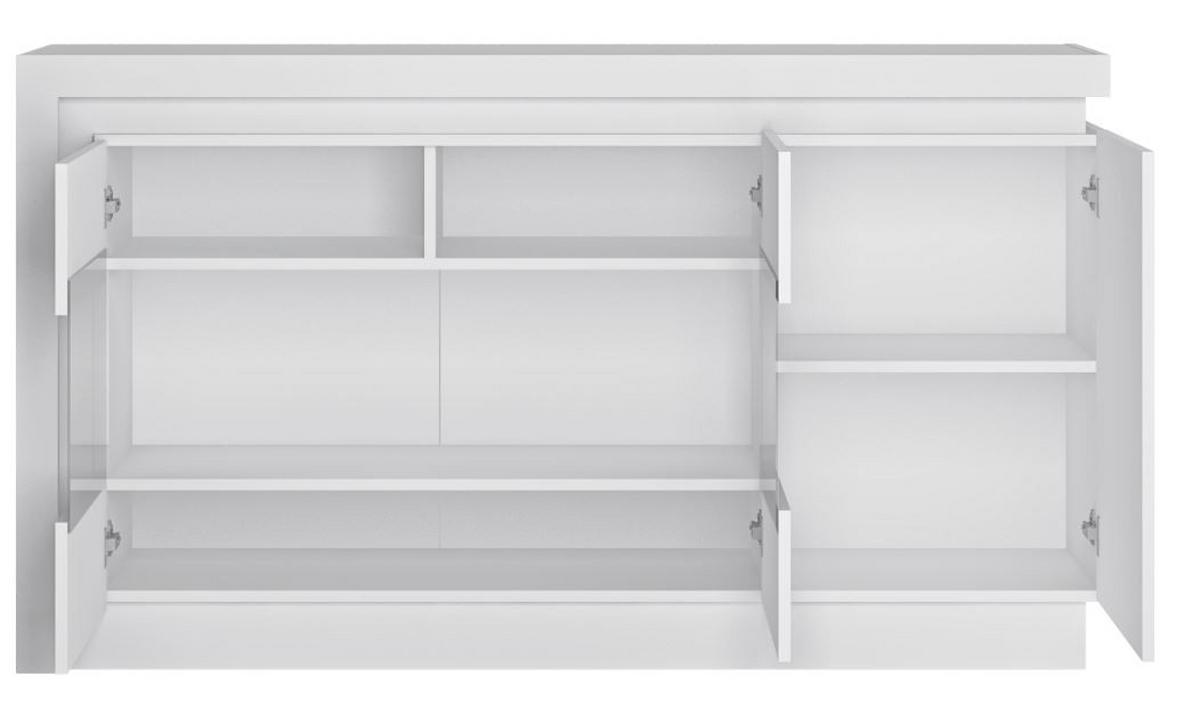 Sideboard Lyon - Weiß Hochglanz/Weiß, Trend, Glas/Holzwerkstoff (157,6/89,1/42cm)