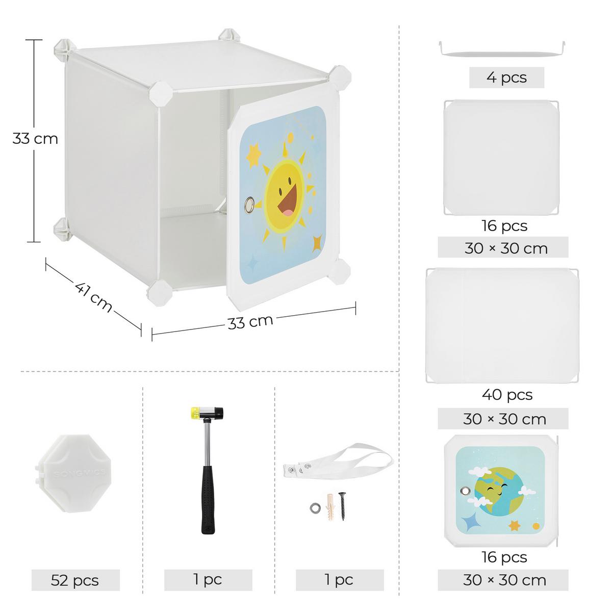 KINDERREGAL Weiß B: 123 cm - Weiß, Basics, Kunststoff/Metall (123/123/41cm)
