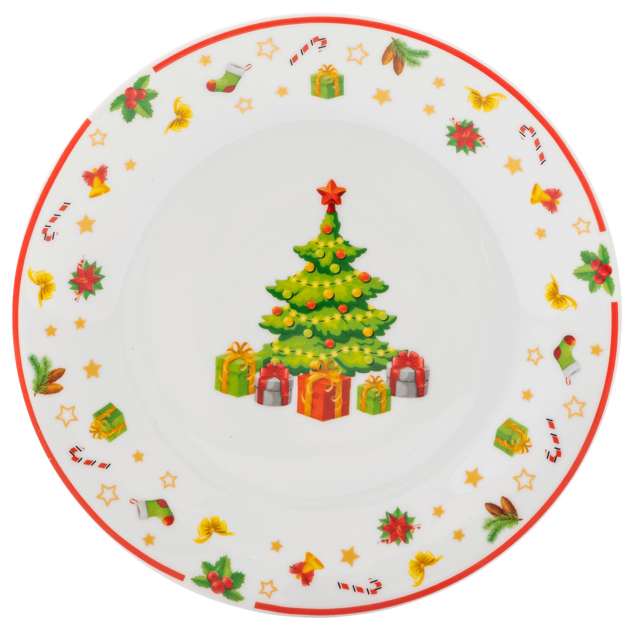 Dessertteller Doro Weihnachtsdesign D: ca.20,3 cm - Rot/Weiß, Design, Keramik (20,3/1,7cm) - Luca Bessoni