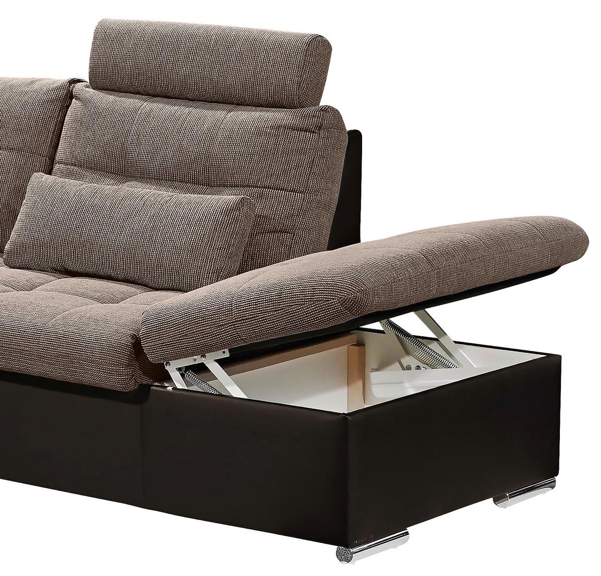 Wohnlandschaft Jakarta U Dunkel/hellbraun - Hellbraun/Dunkelbraun, MODERN, Holzwerkstoff/Textil (170/324/218cm) - MID.YOU