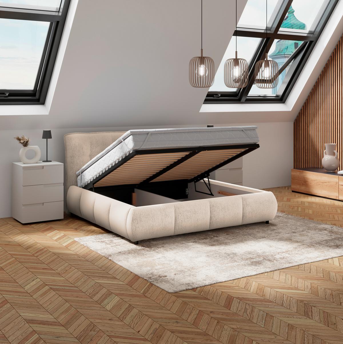 Polsterbett Limo Beige 160x200 cm - Beige/Schwarz, KONVENTIONELL, Holz/Holzwerkstoff (160/200cm) - James Wood