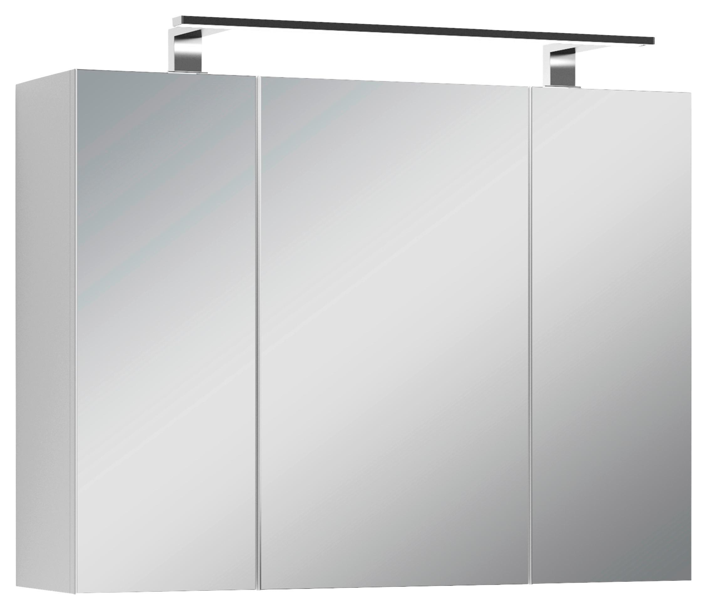 Spiegelschrank Spree mit LED 3-türig BHT 80x60x20 cm Weiß - Weiß, MODERN, Glas/Holzwerkstoff (80/60/20cm) - MID.YOU