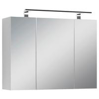 Spiegelschrank Spree mit LED 3-türig BHT 80x60x20 cm Weiß - Weiß, MODERN, Glas/Holzwerkstoff (80/60/20cm) - MID.YOU