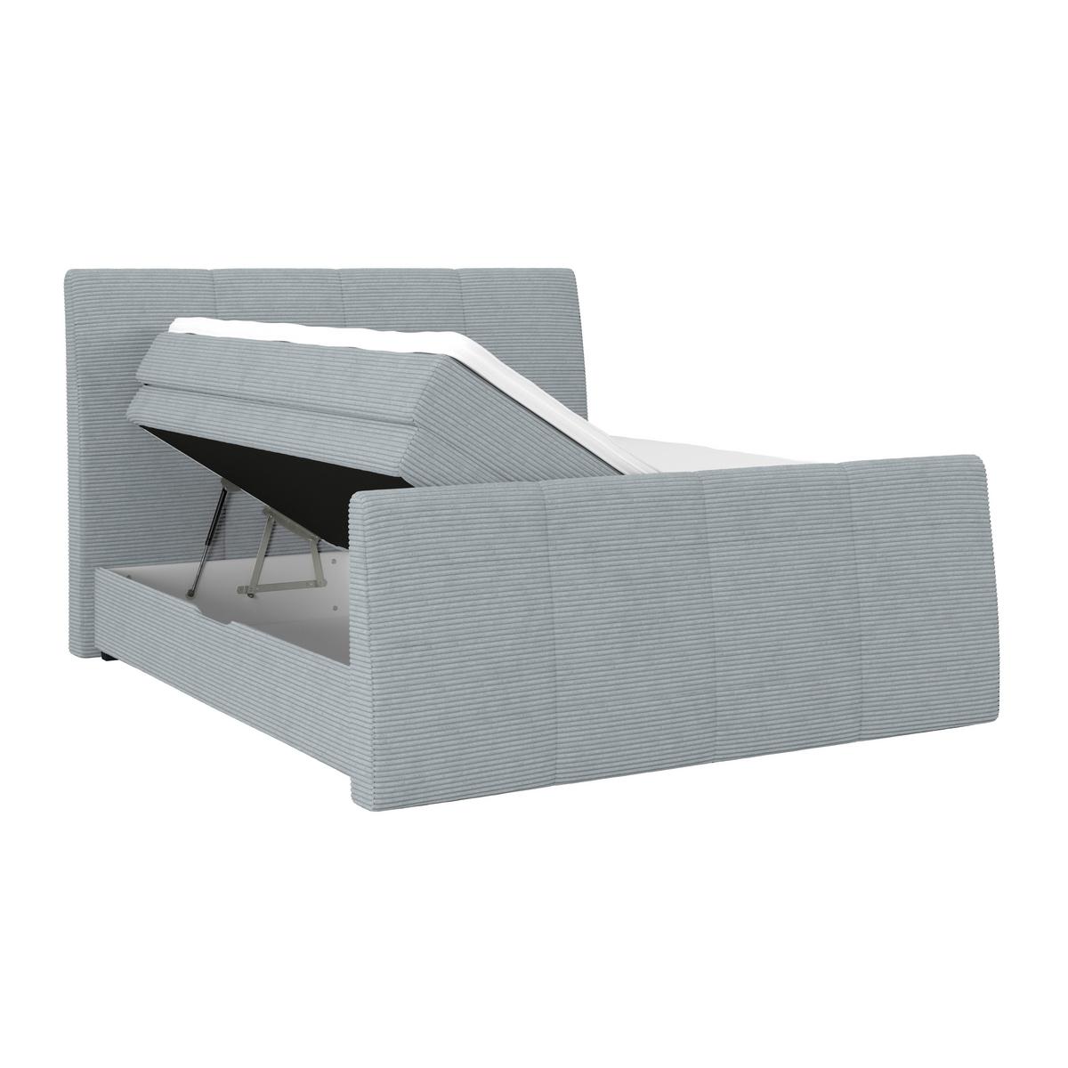 Boxspringbett Libra - Graublau/Schwarz, KONVENTIONELL, Textil (160/200cm)