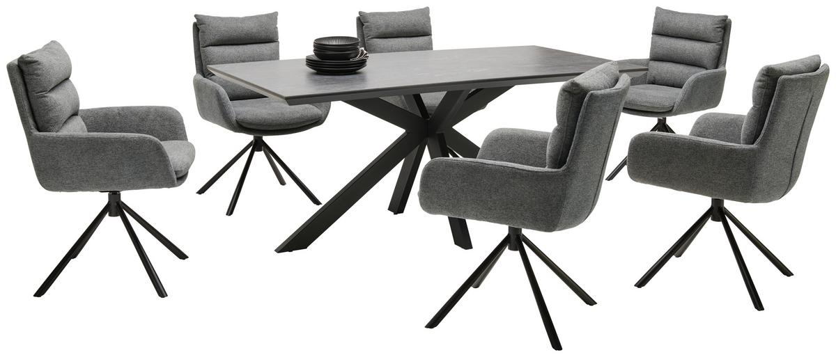 Esstisch Steve 1 180x90 Cm Schwarz - Schwarz, MODERN, Keramik/Holzwerkstoff (180/76/90cm)