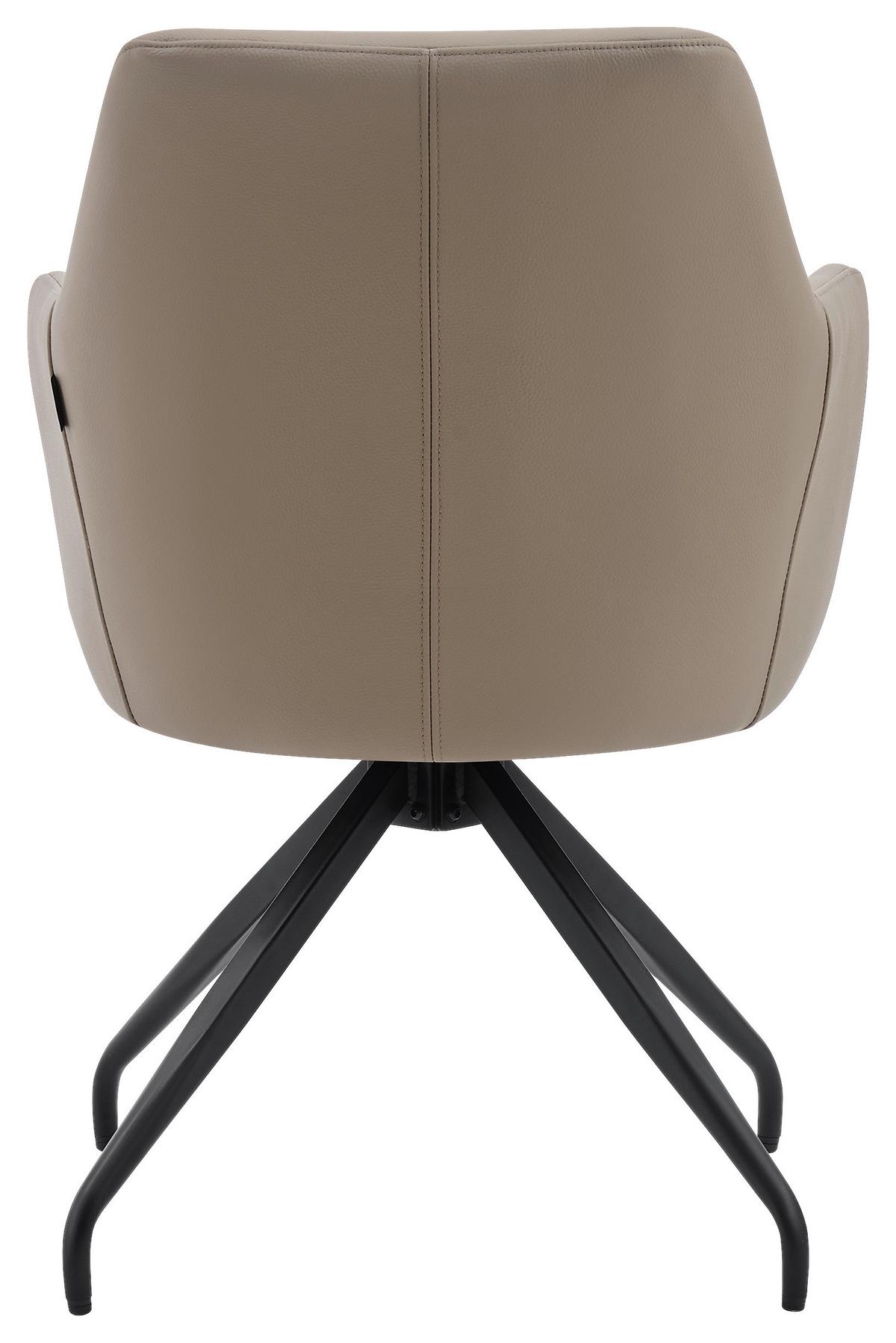 Armlehnstuhl Janette Schwarz/Taupe B: 57,5 cm - Taupe/Schwarz, MODERN, Leder/Holz (57,5/83,5/63cm) - Livetastic