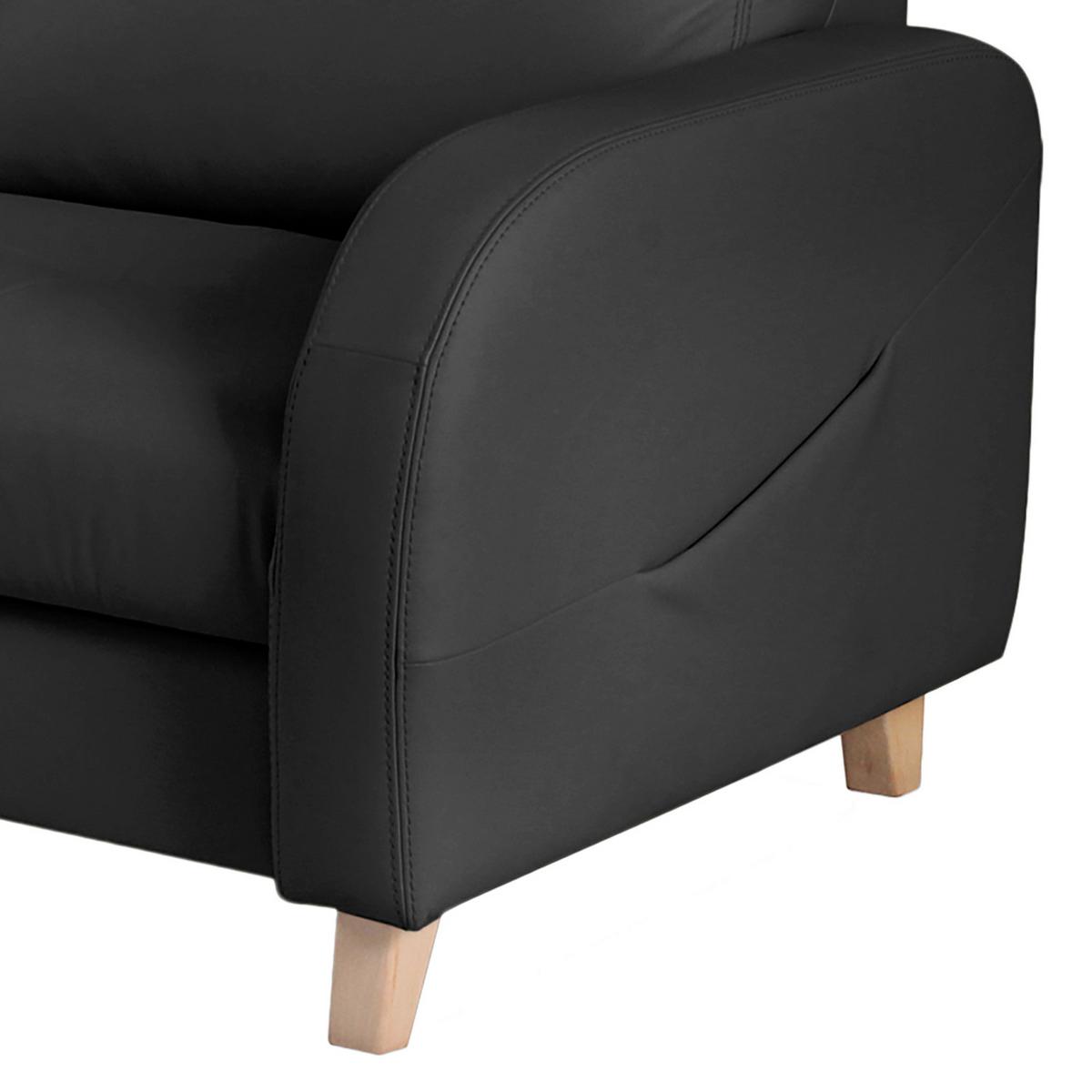 Ecksofa Compact Schwarz B: 227x168 Cm - Buchefarben/Schwarz, Design, Leder/Textil (227/168cm) - Livetastic