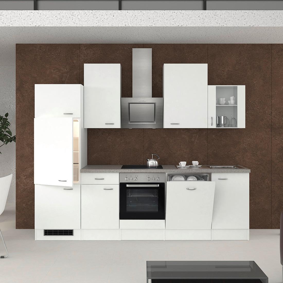 Küchenzeile Wito ohne Geräte B: 280 cm Weiß - Hellgrau/Weiß, KONVENTIONELL, Holzwerkstoff (280cm) - FlexWell