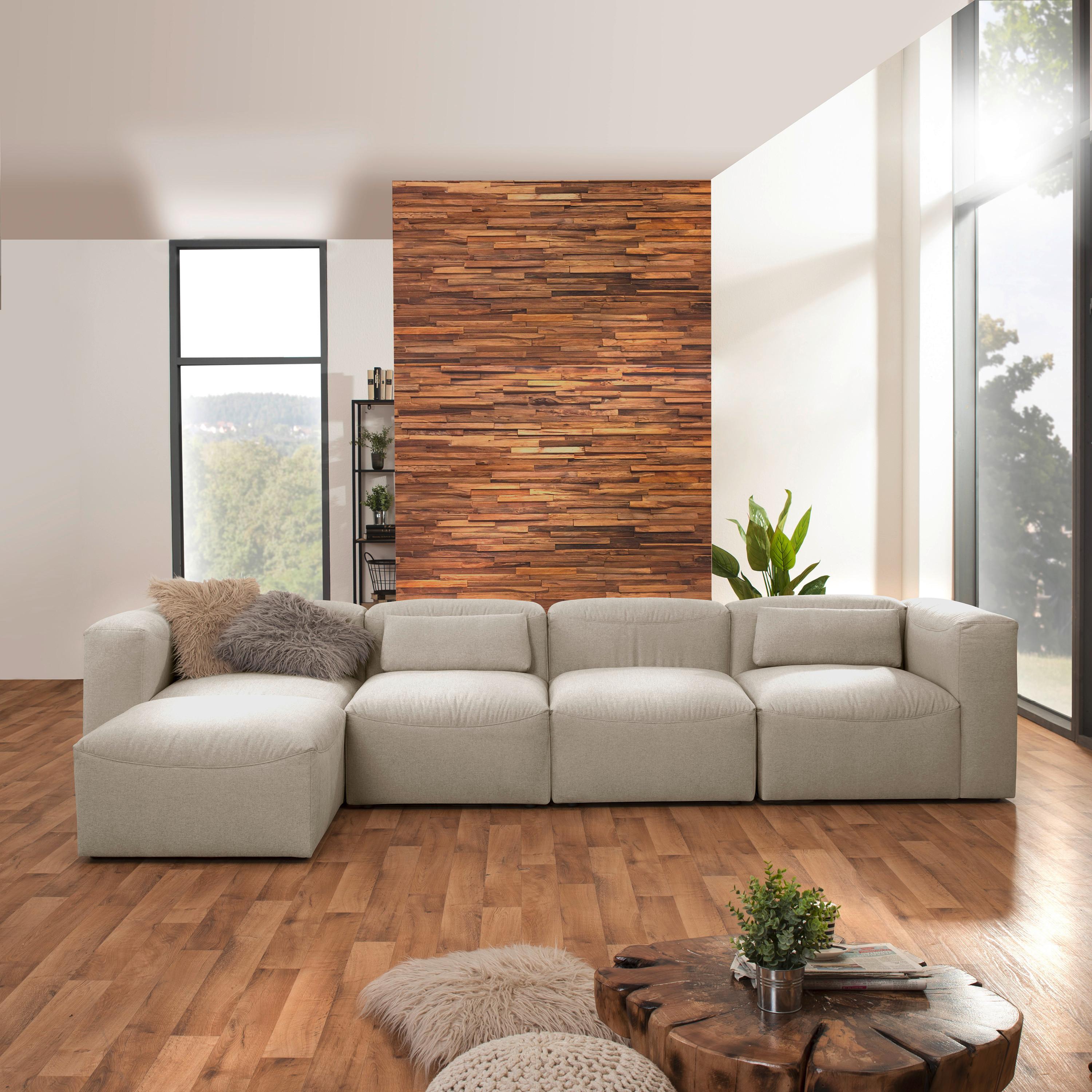 Ecksofa Lena Creme Flachgewebe - Creme, Design, Textil (350/73/100cm) - Max Winzer