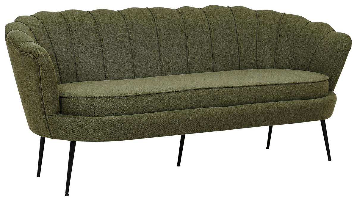 2-sitzer-sofa Calais - Schwarz/Olivgrün, Design, Textil/Metall (180/78.5/78cm) - Livetastic