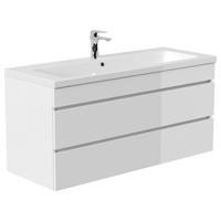 SKRINKA S UMÝVADLOM FELLINI - biela/biela s vysokým leskom, Basics, kompozitné drevo/kameň (120cm) - MID.YOU