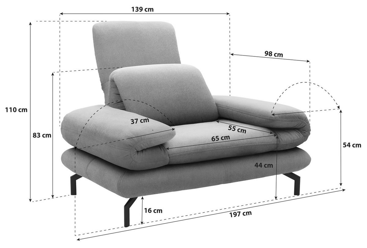 Sessel Looks Xiii - Schwarz/Orange, Design, Textil (139 (197)/83 (110)/98cm) - LOOKS by W.Joop