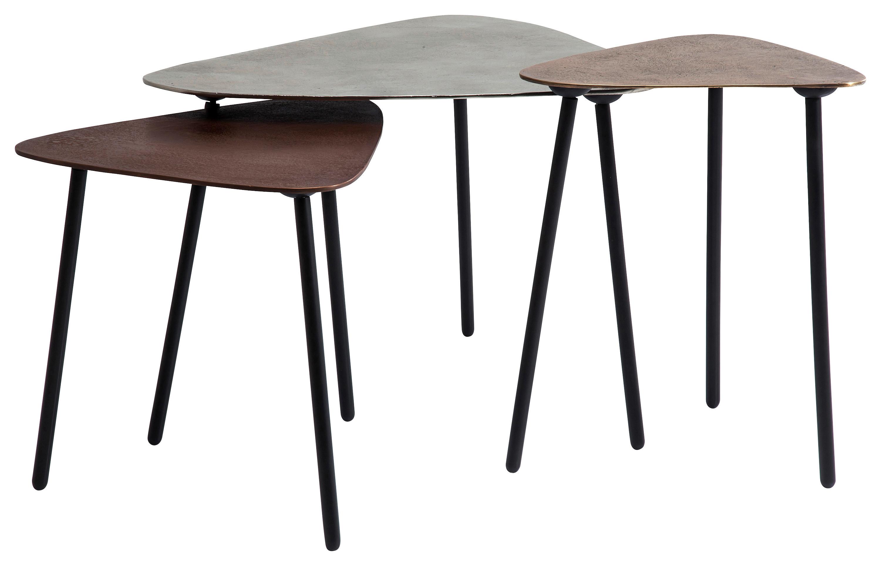 Beistelltischset Loft Triangle Vintage - Silberfarben/Schwarz, Trend, Metall (62/57/50cm) - Kare-Design