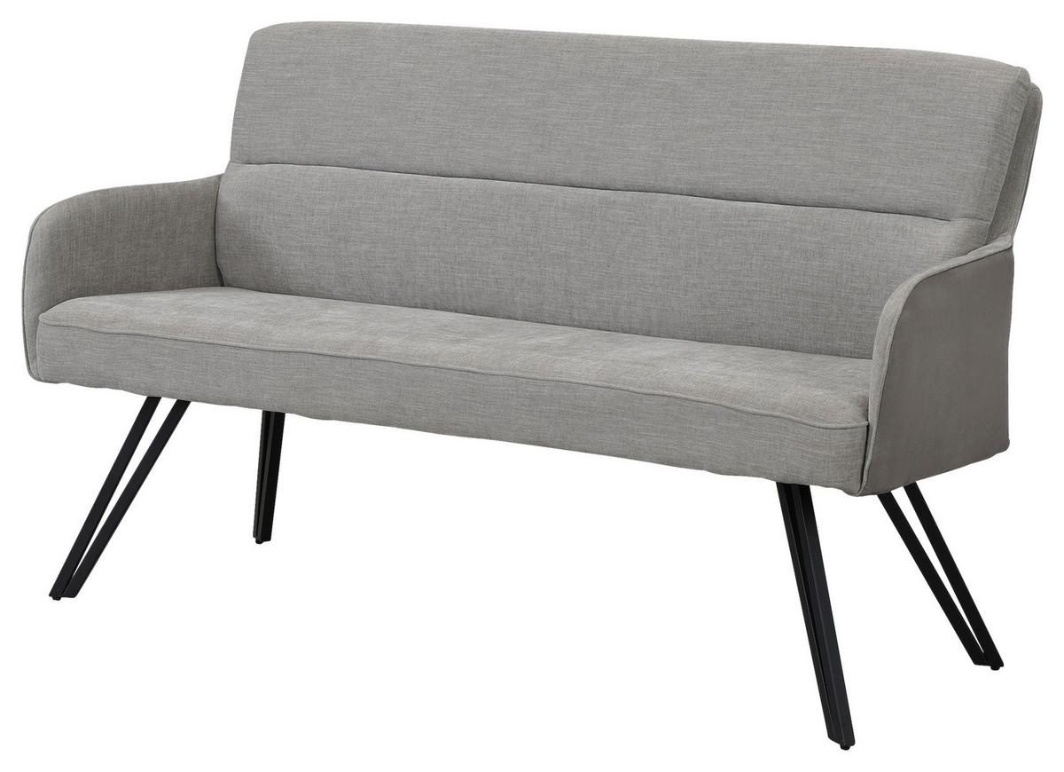 Sitzbank Tino - Hellgrau/Schwarz, MODERN, Textil/Metall (140/94/67cm) - MID.YOU