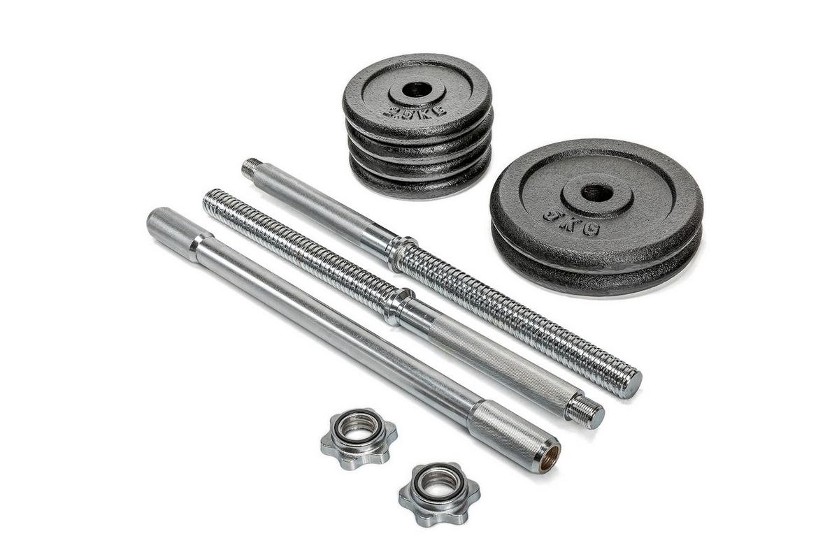 Langhantelset Incl. 6 Gewichten - Schwarz, LIFESTYLE, Kunststoff/Metall (59/26/13cm)