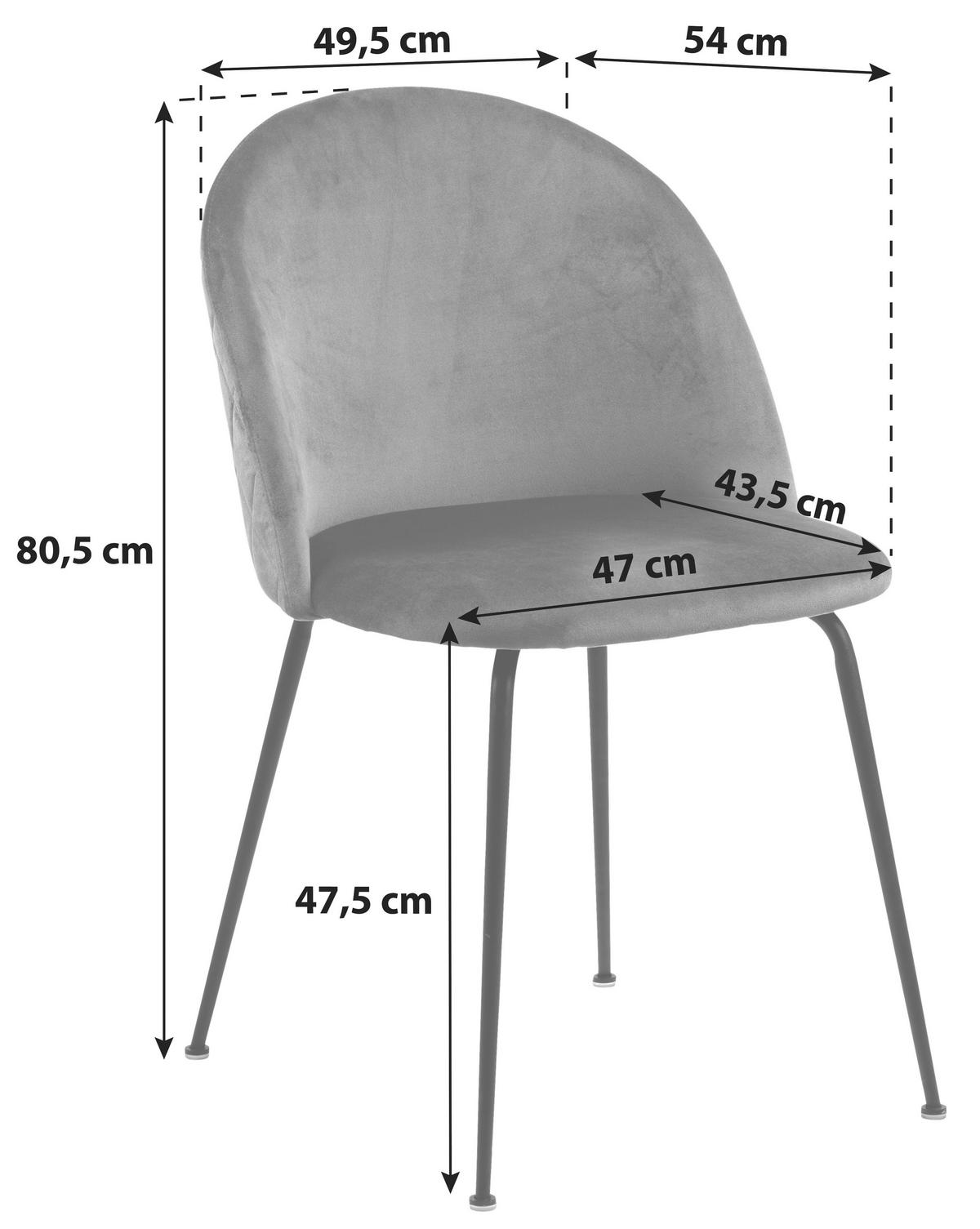 Polsterstuhl Louise Schwarz Gepolstert - Messingfarben/Goldfarben, KONVENTIONELL, Textil/Metall (49,5/80,5/54cm) - Livetastic