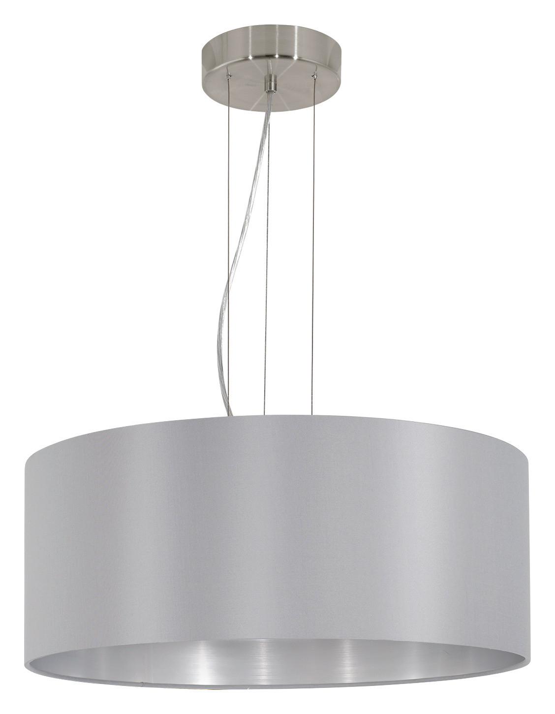 HÄNGELEUCHTE 31606* MASERLO - Silberfarben/Grau, Design, Textil/Metall (53/110cm) - Eglo