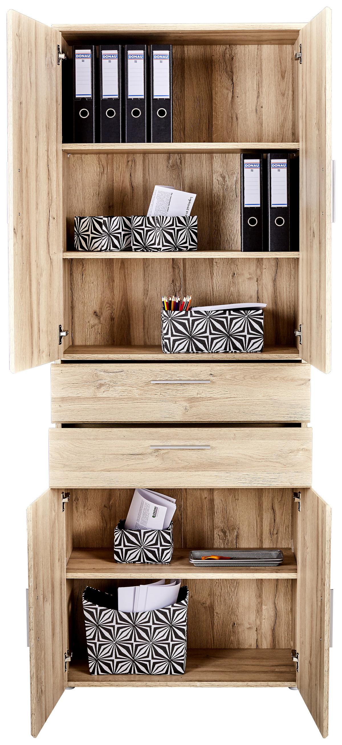 Aktenschrank Mindi Eiche Dekor B 80,5 cm - Eichefarben, MODERN, Holzwerkstoff/Kunststoff (80,5/219,9/34,1cm)