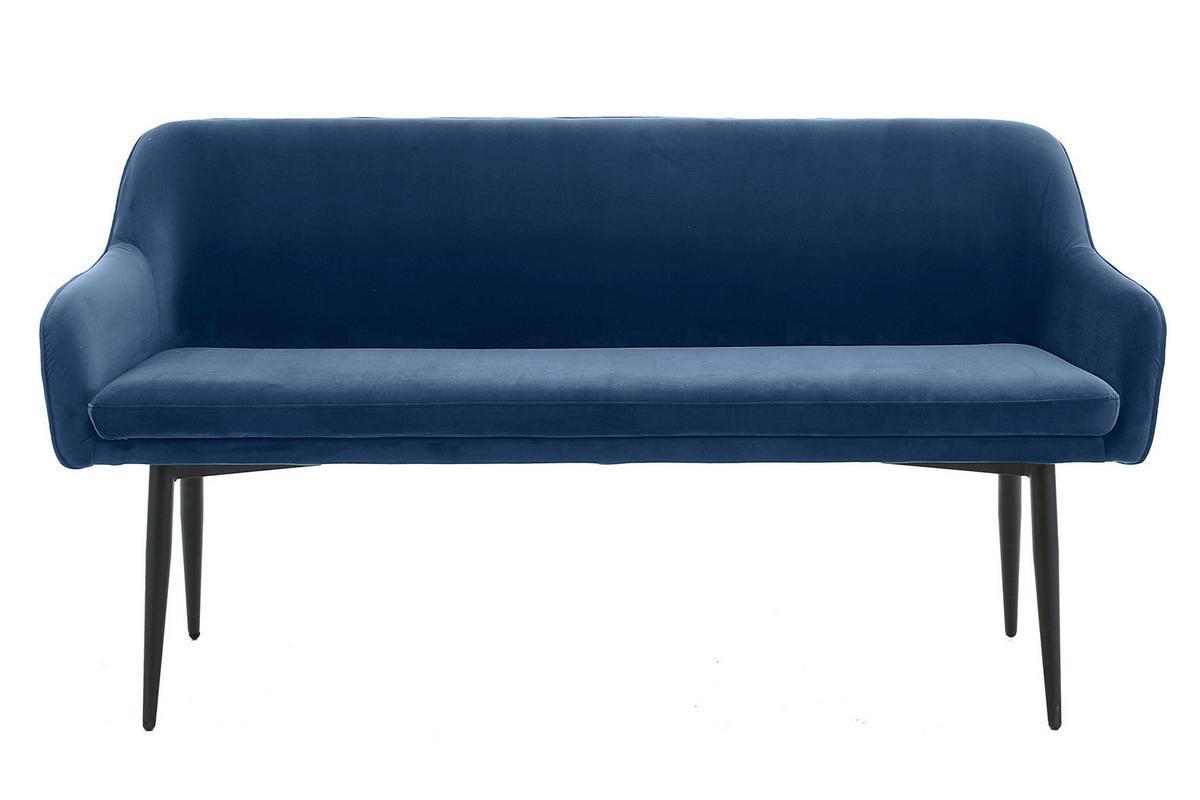 Tischgruppe Akazie Massiv/blau  6--Teilig. - Blau/Naturfarben, MODERN, Holz/Textil (220/110/76,5cm) - Livetastic