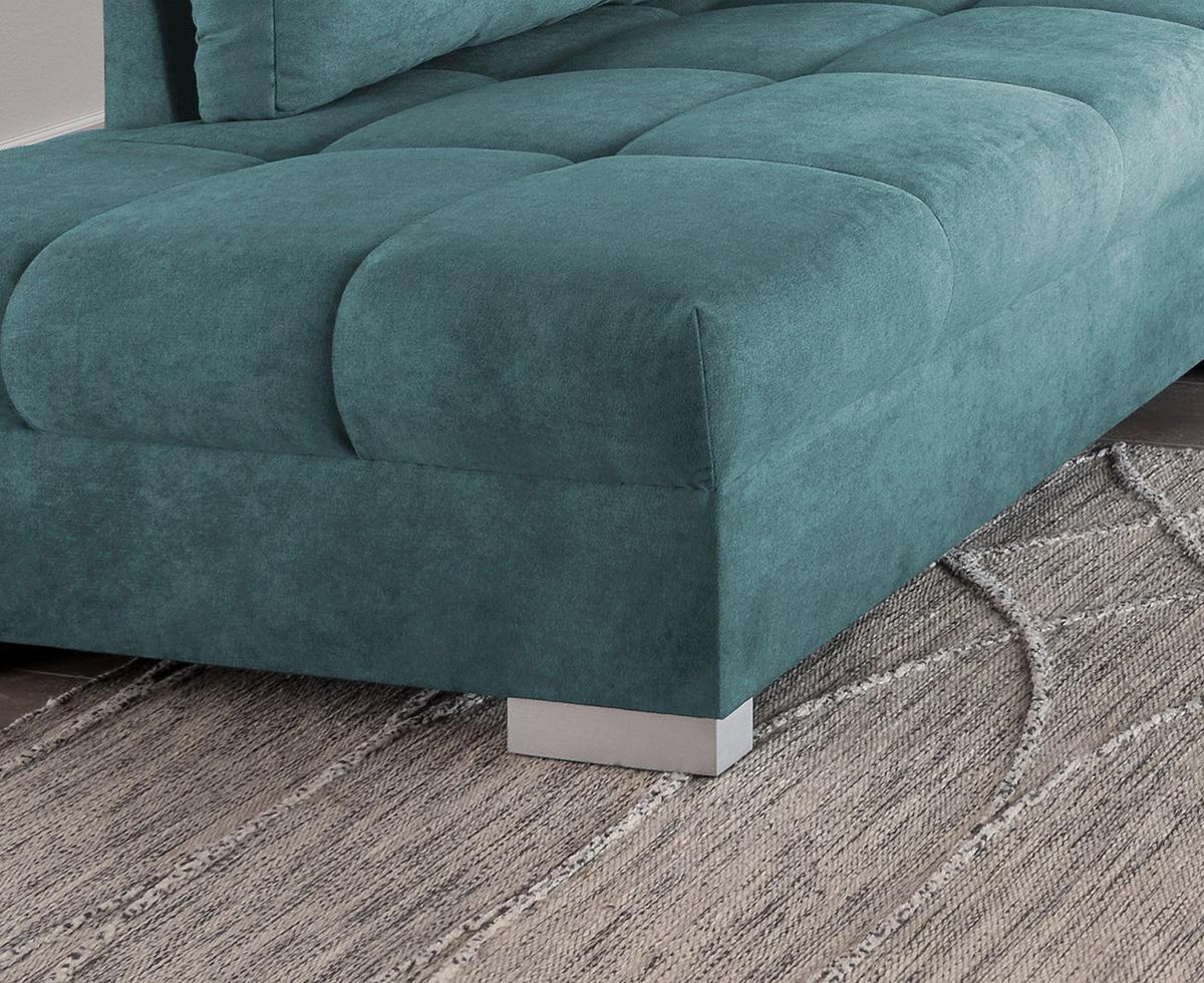Eckschlafsofa Alvito Petrol S: 202/298 cm - Silberfarben/Petrol, Design, Textil (202/298cm) - MID.YOU