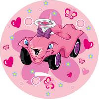 Kinderteppich Rund Auto Rosa Bobby Car Ø 100 Cm - Rosa, Trend, Textil (100cm)