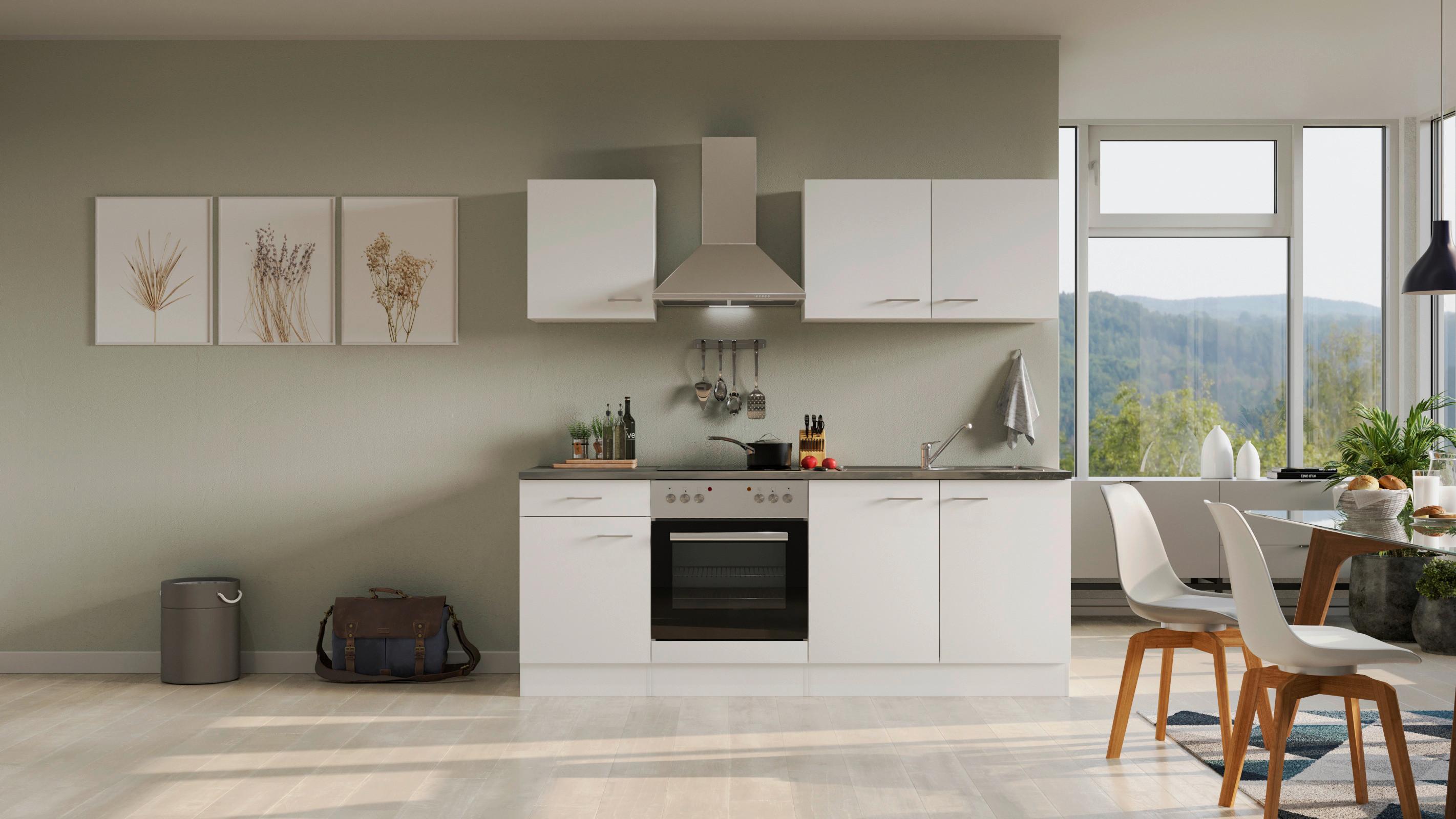 Küchenblock Lucca Weiß/graubraun B: 210 Cm - Graubraun/Weiß, MODERN, Holzwerkstoff (210cm) - FlexWell