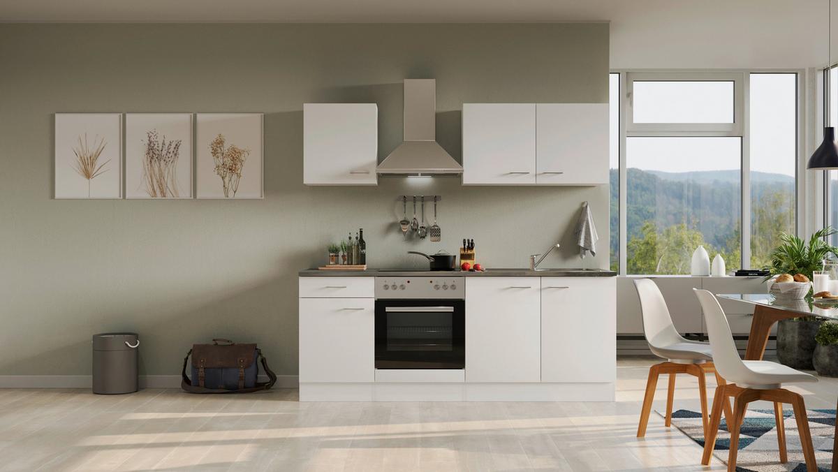 Küchenblock Lucca Weiß/graubraun B: 210 Cm - Graubraun/Weiß, MODERN, Holzwerkstoff (210cm) - FlexWell