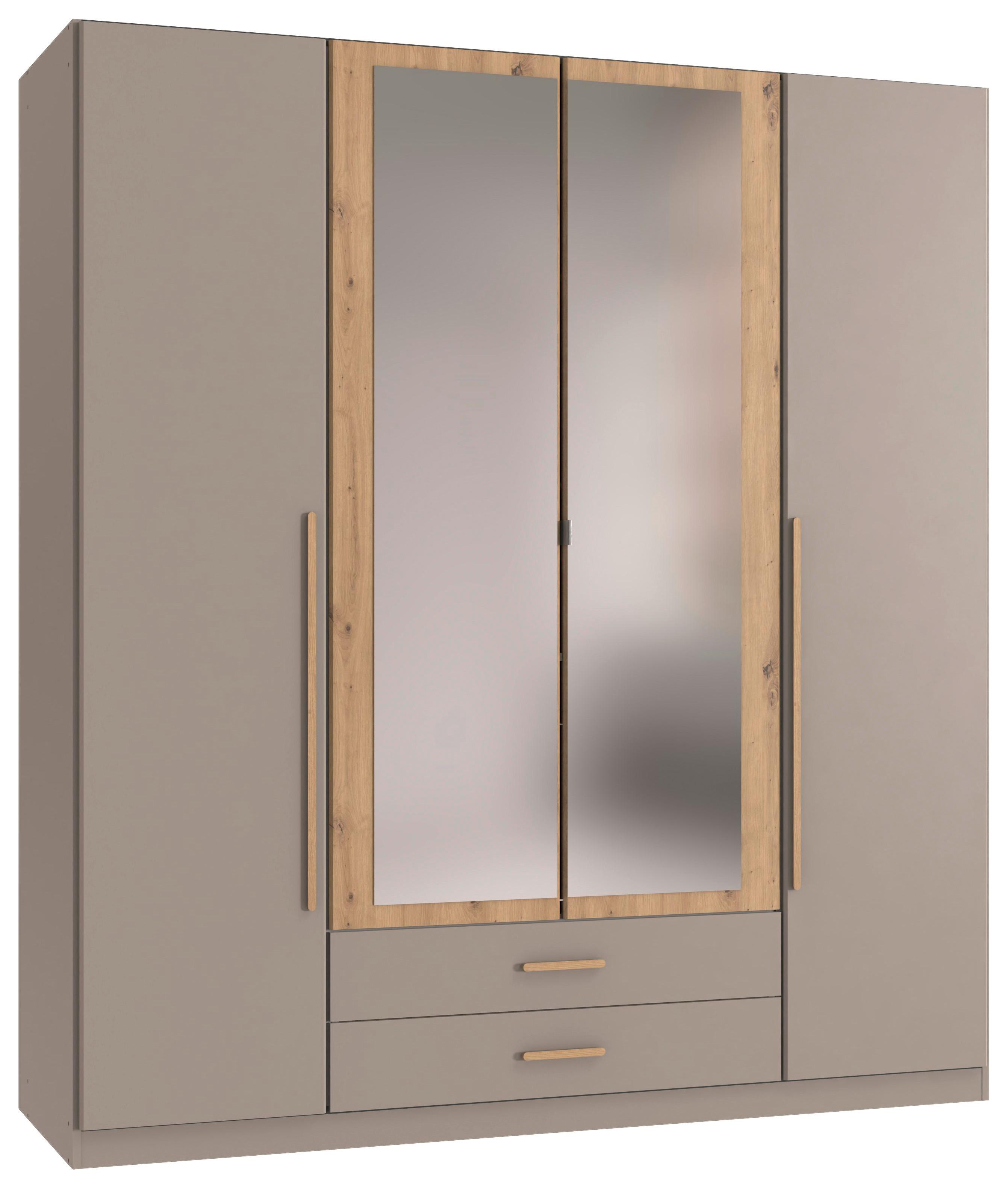 SKRIŇA S OTOČNÝMI DVERAMI MARBURG, širka 180 cm - sivá/dub artisan, Konventionell, kompozitné drevo/sklo (180/199/58cm) - Mömax
