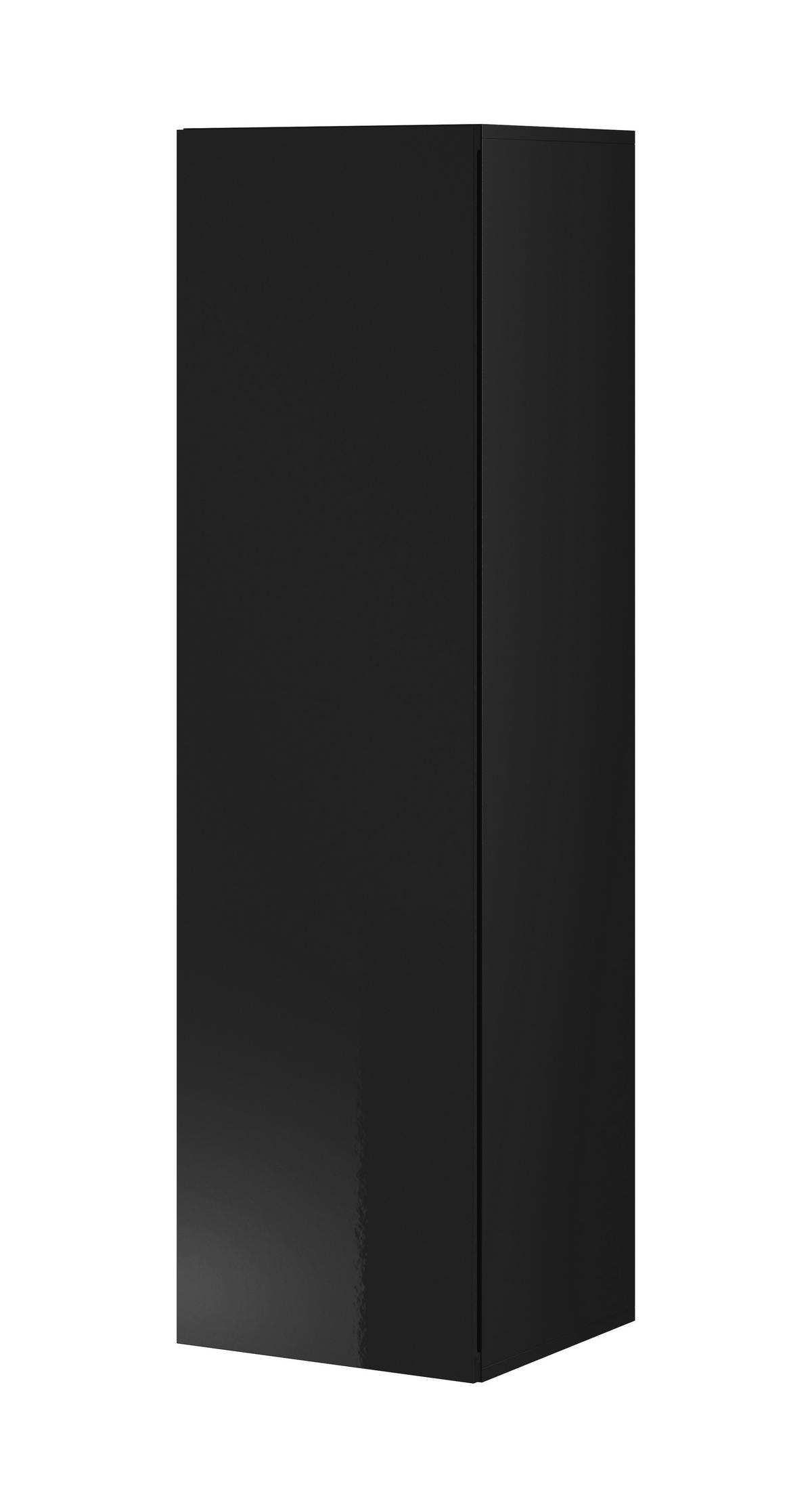 Vitrine Wandschrank Vivien 08 - Schwarz Hochglanz/Schwarz, Design, Holzwerkstoff (40/140/30cm) - Livetastic