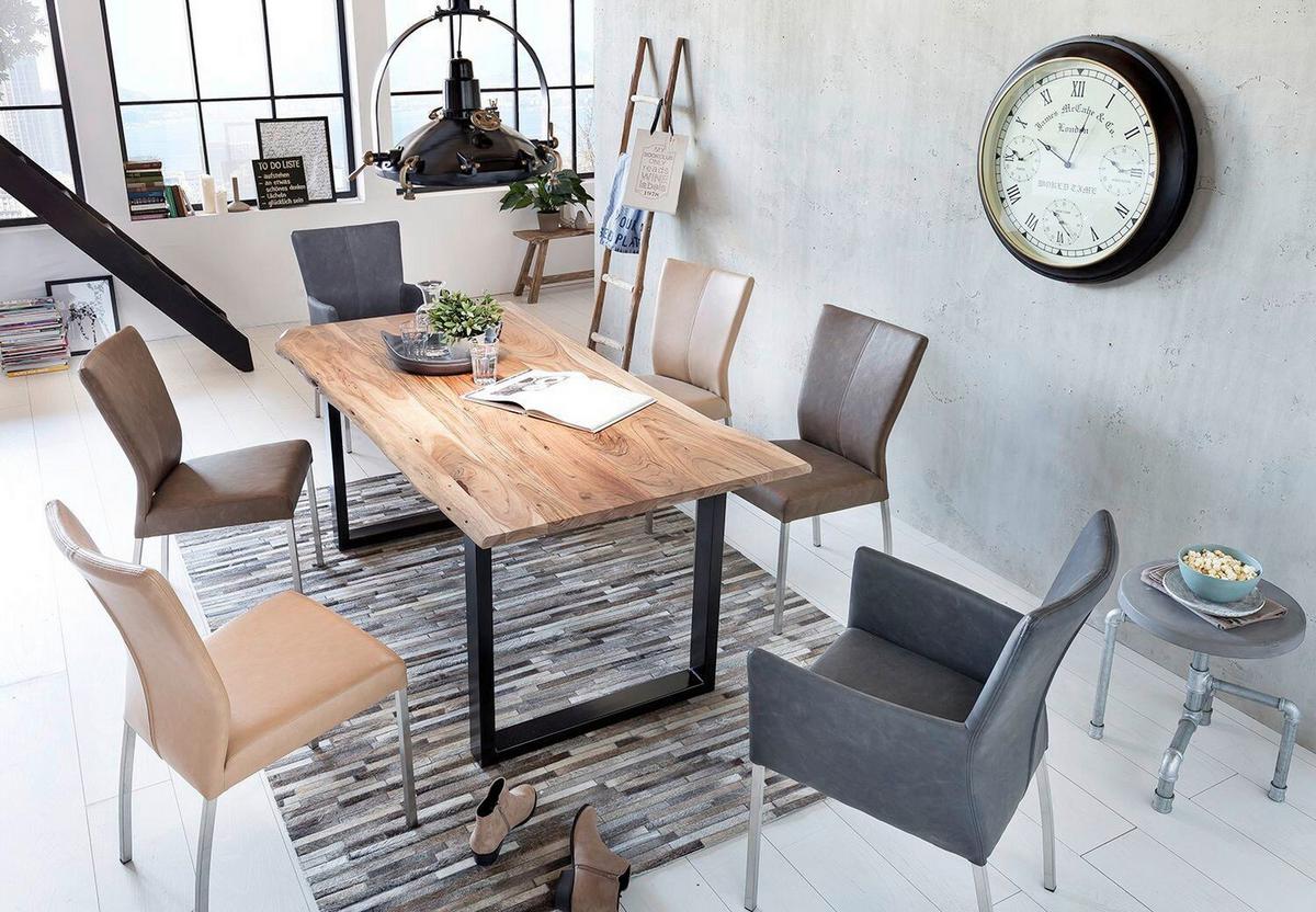 ESSTISCH Naturfarben/Schwarz L: 200cm - Schwarz/Naturfarben, MODERN, Holz/Metall (200/100/78cm) - MID.YOU