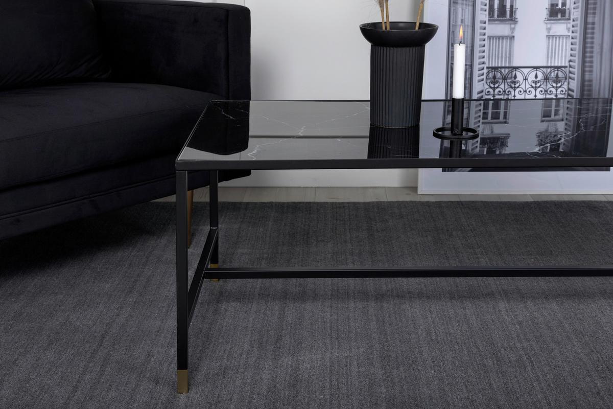 Couchtisch Dipp - Messingfarben/Schwarz, Design, Glas/Metall (130/60/48cm) - Livetastic