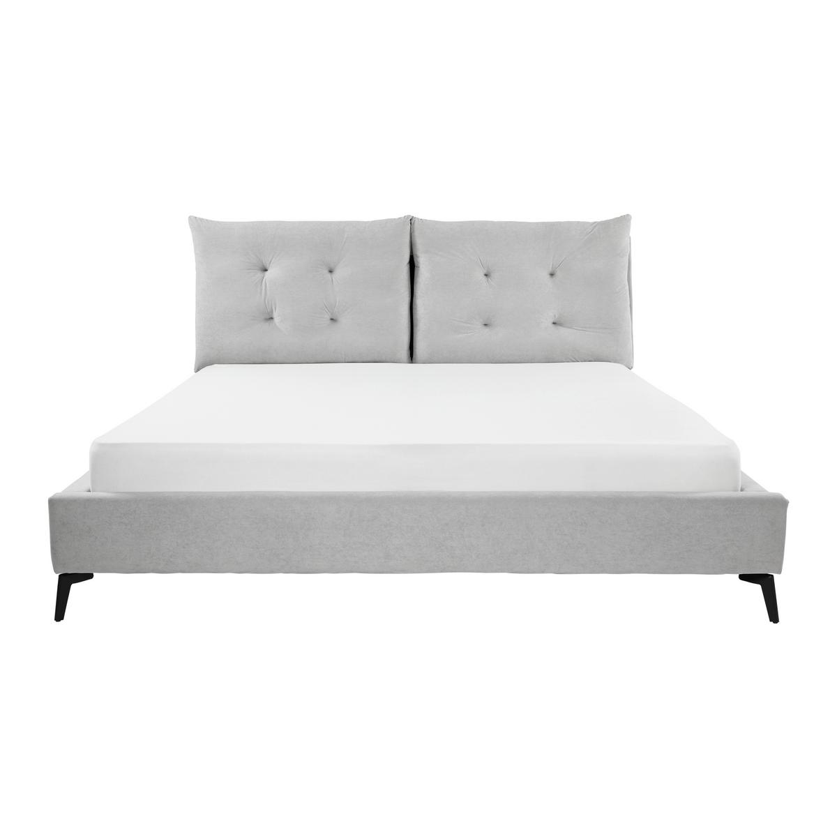 Posteľ s čalúneným čelom Dreamy, 180x200, svetlá sivá - čierna/svetlosivá, Modern, kov/drevo (180/200cm) - P & B