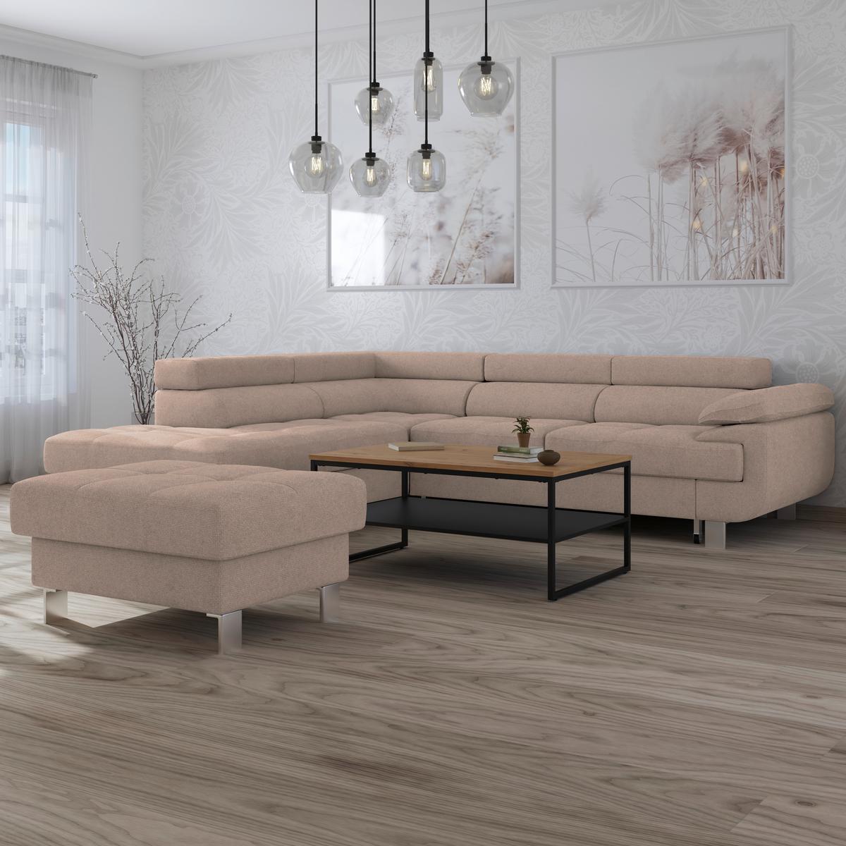 Ecksofa Savona - Beige, MODERN, Textil (230/270cm) - Ondega