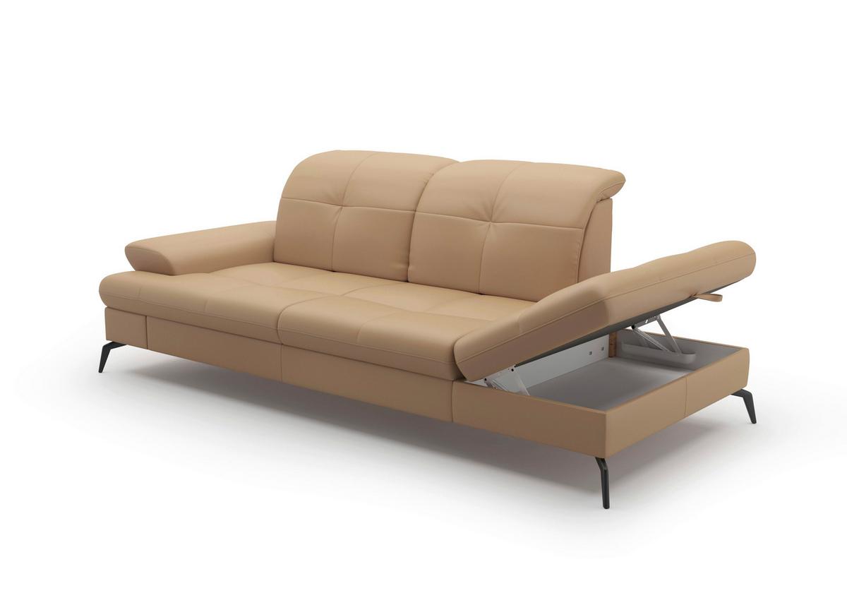 Récamiere Amica E, Cappuccino B: 231 Cm - Schwarz/Cappuccino, KONVENTIONELL, Leder (231/90/122cm) - Sit & More