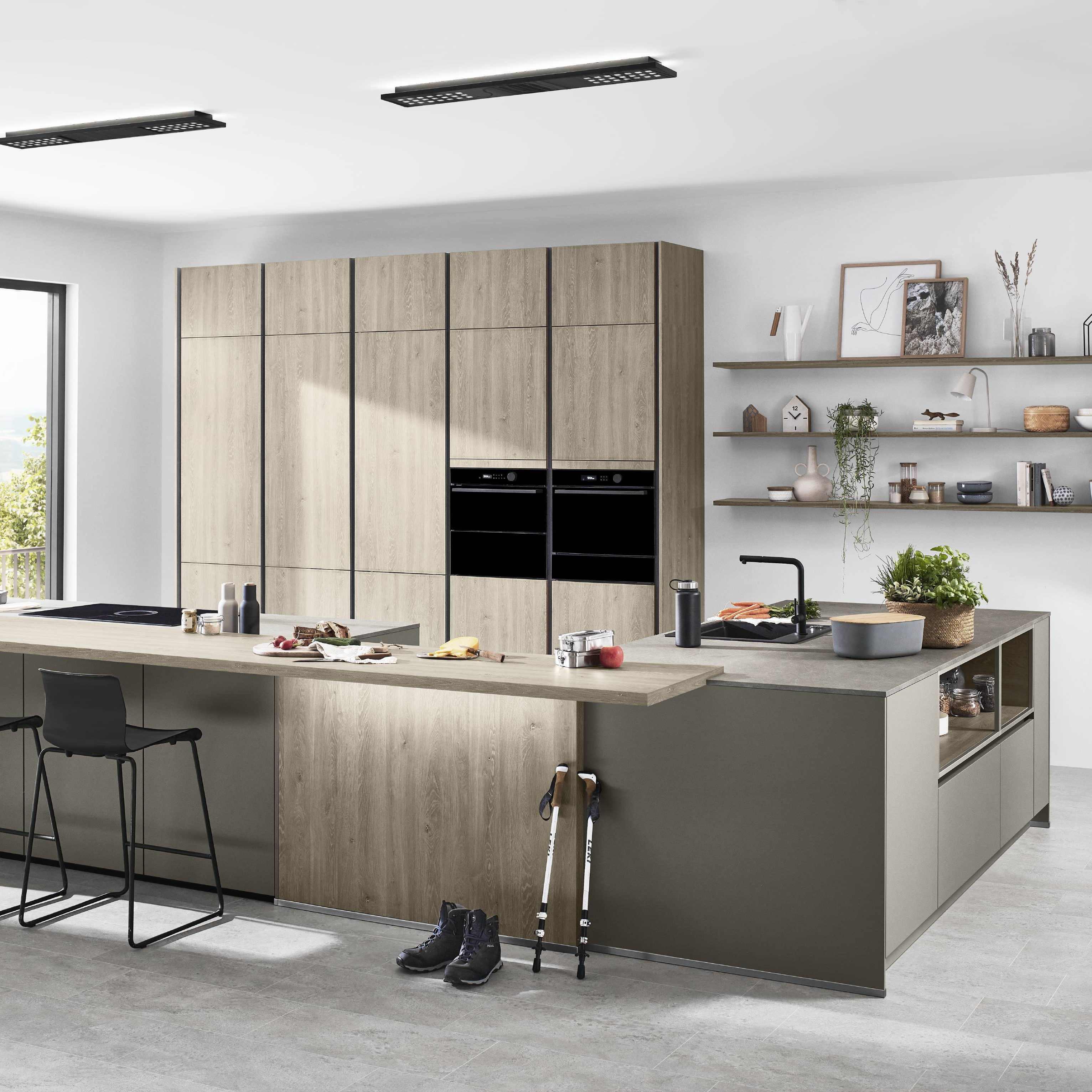 Einbauküche Riga/Eastbourne Frei Planbar Klassisch - Erlefarben/Grau, MODERN, Holzwerkstoff - Vertico