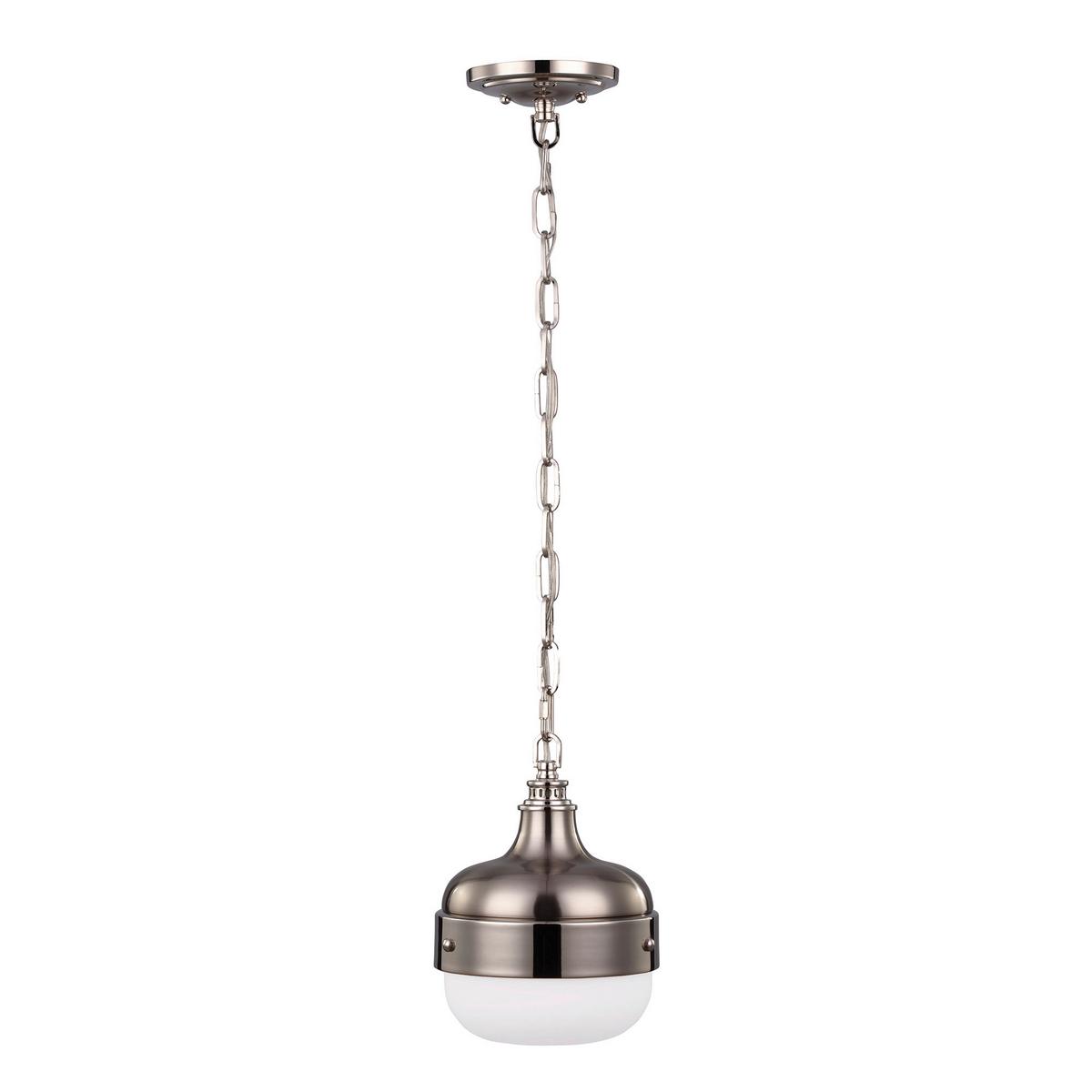 Hängeleuchte Fe-Cadence-1p-Bs - Edelstahlfarben/Nickelfarben, KONVENTIONELL, Glas/Metall (20.3/43.2cm) - Elstead Lighting