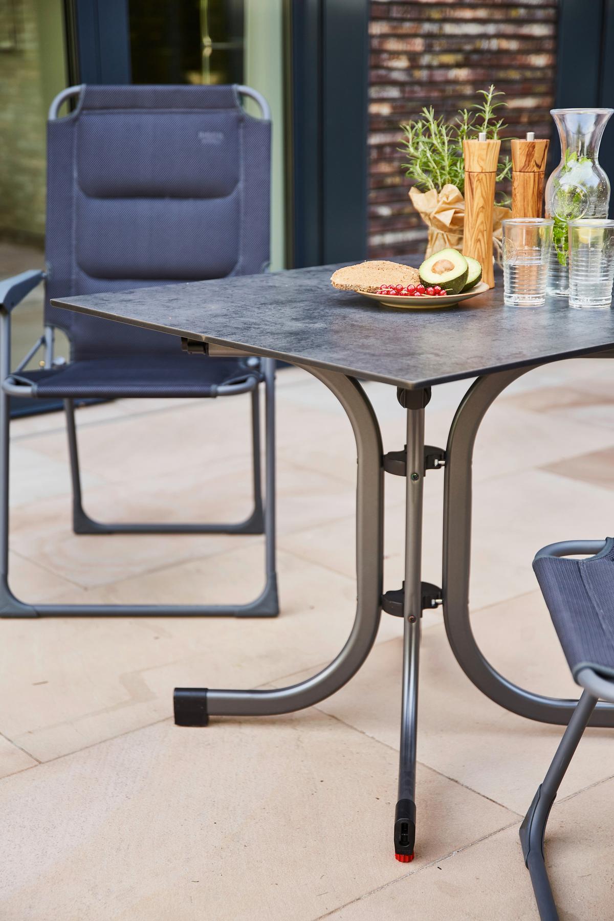 Gartenset Premium mit Klappstühlen - Anthrazit/Schwarz, KONVENTIONELL, Kunststoff/Textil - Siena Garden