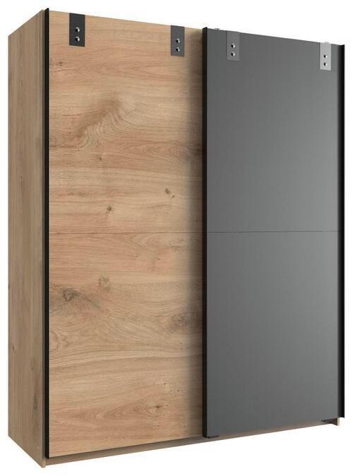 Šatníková skriňa LIVERPOOL šírka 135cm - grafitová/farba duba, Design, kov/kompozitné drevo (135/198/64cm) - MID.YOU
