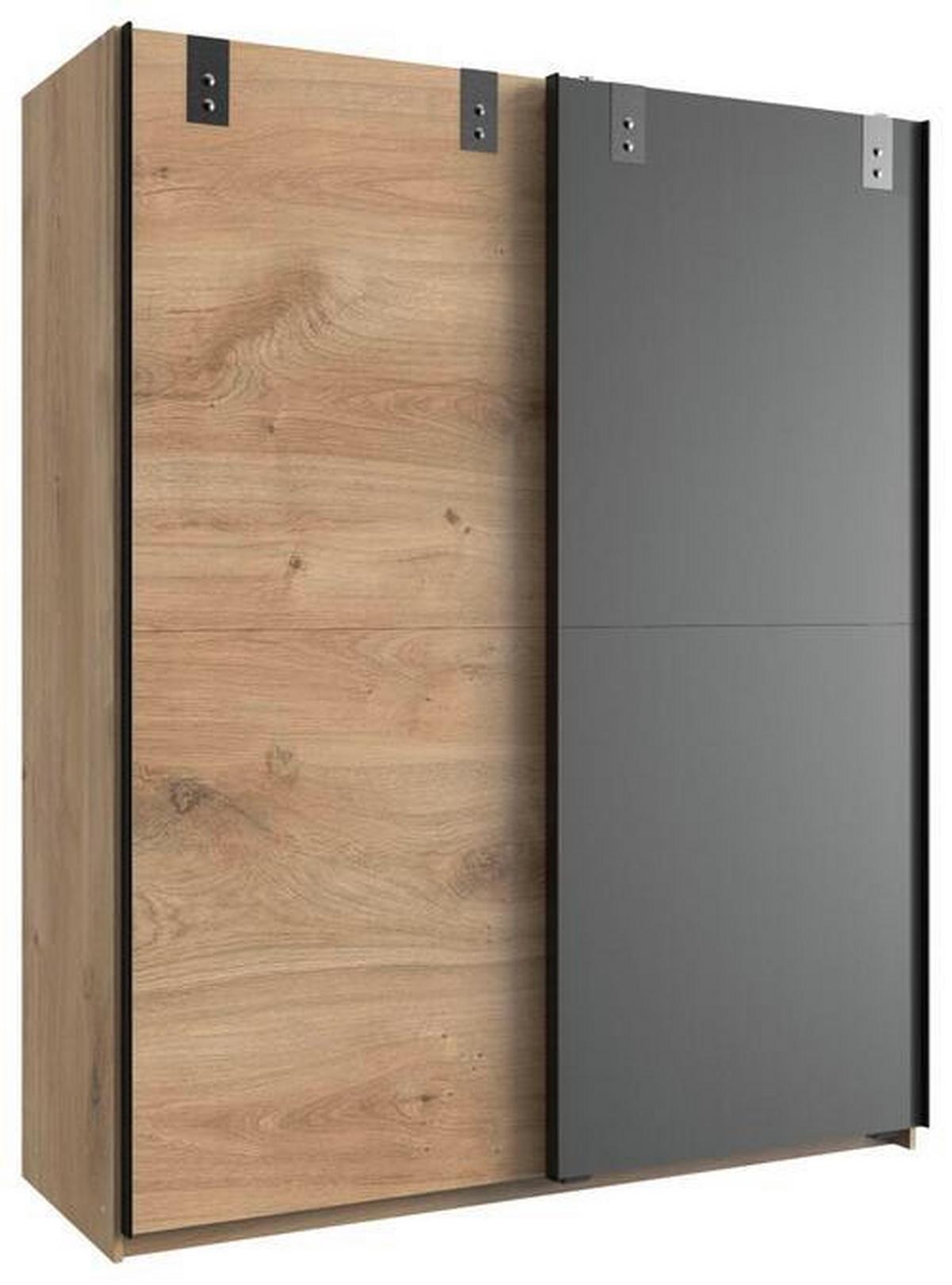Šatníková skriňa LIVERPOOL šírka 135cm - grafitová/farba duba, Design, kov/kompozitné drevo (135/198/64cm) - MID.YOU
