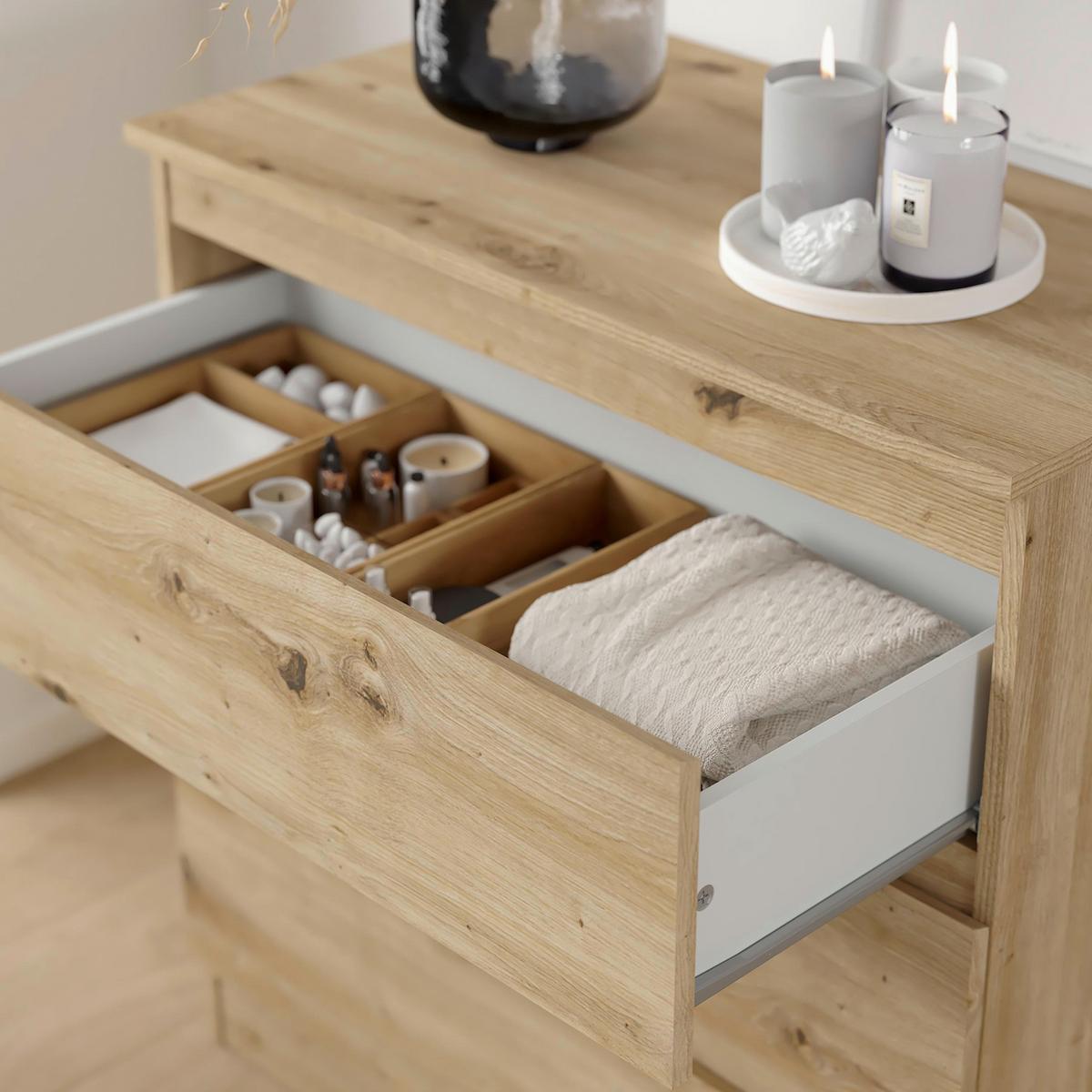 Kommode Mara 2 Artisan B: 77 cm - Weiß/Eiche Artisan, Trend, Holz (77/80,4/42cm)