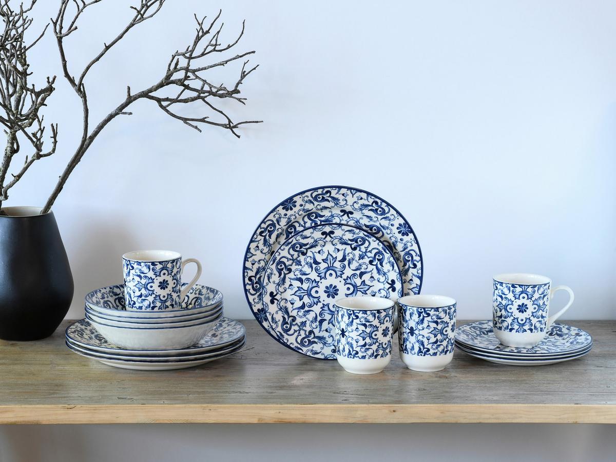 Kombiservice Fresco Blau Blau, Weiß L: 33 Cm - Blau/Weiß, Basics, Keramik (33/32/31cm) - Creatable