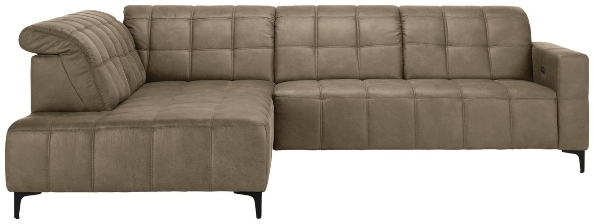 Rohová sedačka PANAMA, levá, šedohnědá - černá/šedohnědá, Konvenční, kov/textil (216/304cm) - Premium Living