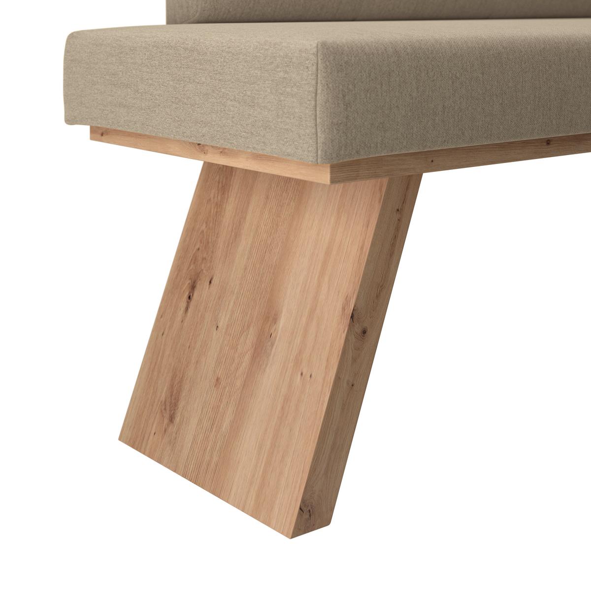 Eckbank Emma Ii Webstoff Beige, B: 140 Cm - Eichefarben/Beige, KONVENTIONELL, Holzwerkstoff/Textil (160/140cm)