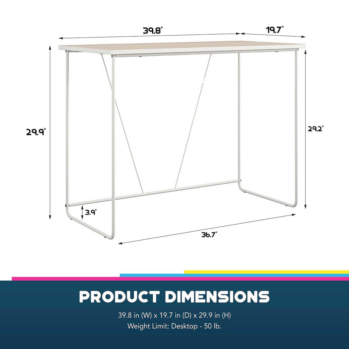Schreibtisch Dante Weiß, Naturfarben L: 99cm - Weiß/Naturfarben, Design, Holzwerkstoff/Metall (99/75/49cm) - MID.YOU